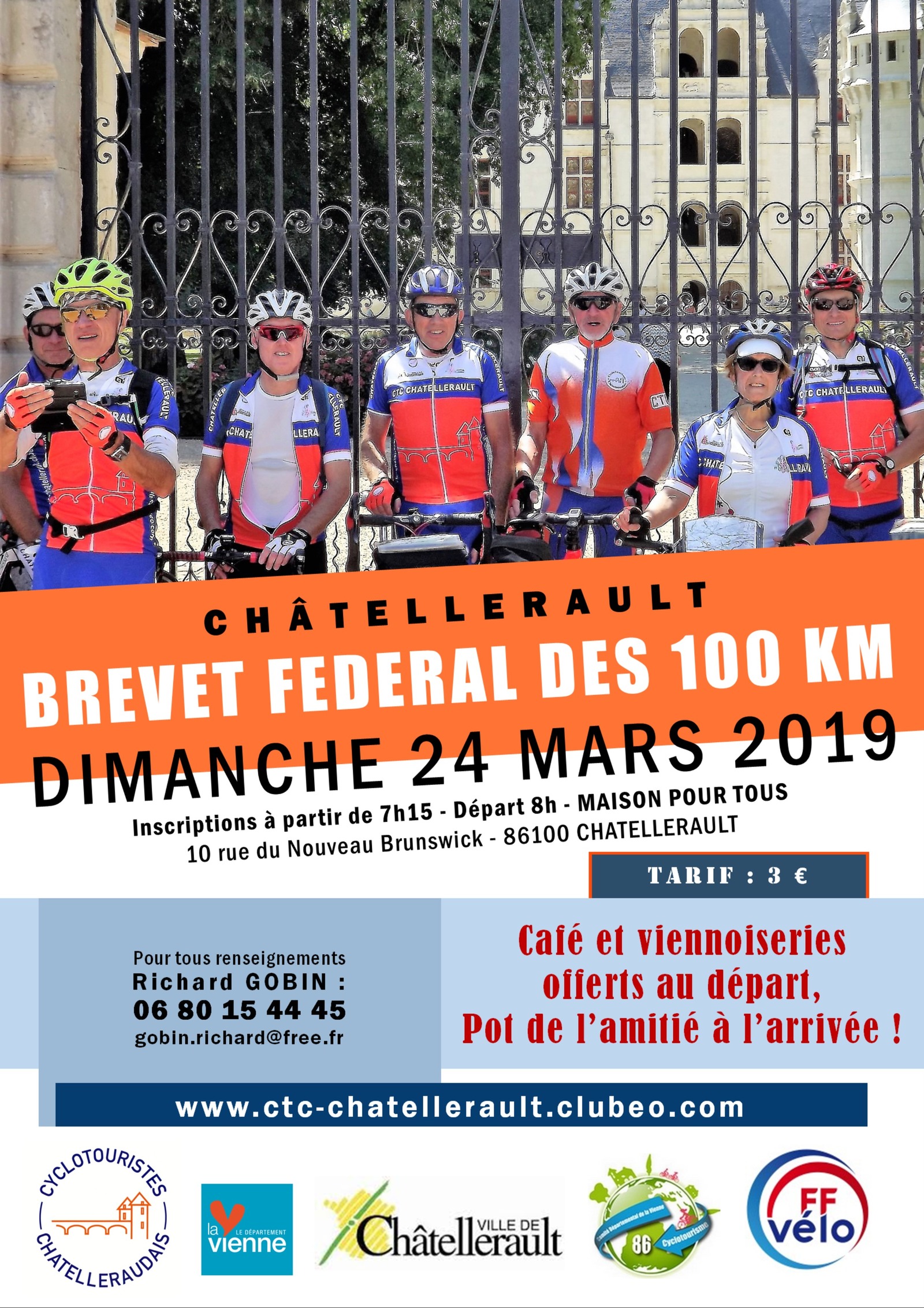 Brevet fédéral 100 km 15-03-2026 - Chantalistes : Section Cyclotourisme